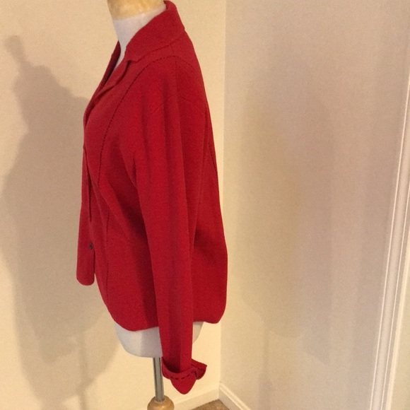 Pendleton large red front button cotton blend cardigan sweater. - Picture 3 of 9